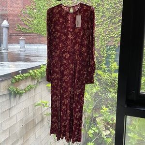 Reformation Allegra Dress in Chantelle (Burgundy) - Size 6 - NEW WITH TAGS!!